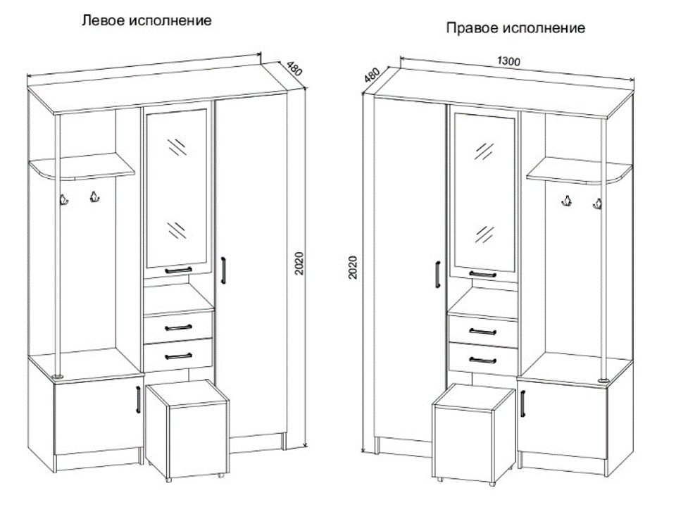Прихожая Дуся 1,3 м (Белый  бриллиант)