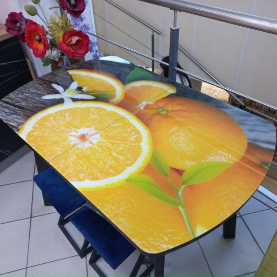 Стол СФ стеклянный с фотопечатью, раздвижной